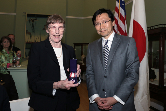 Sue C. Root with Japanese Consul General Akira Muto